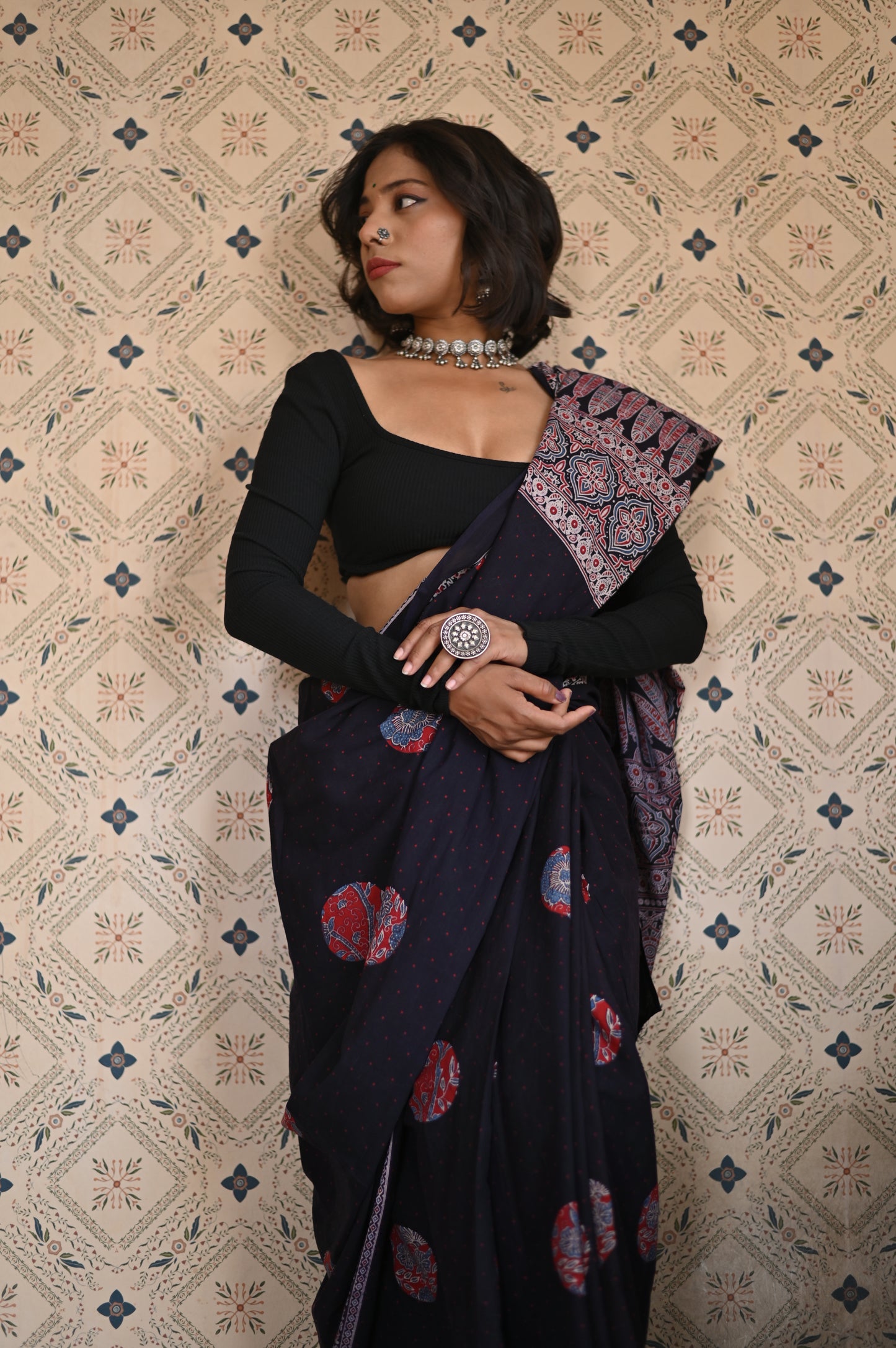Meherun Organic Ajrakh Mulmul Saree