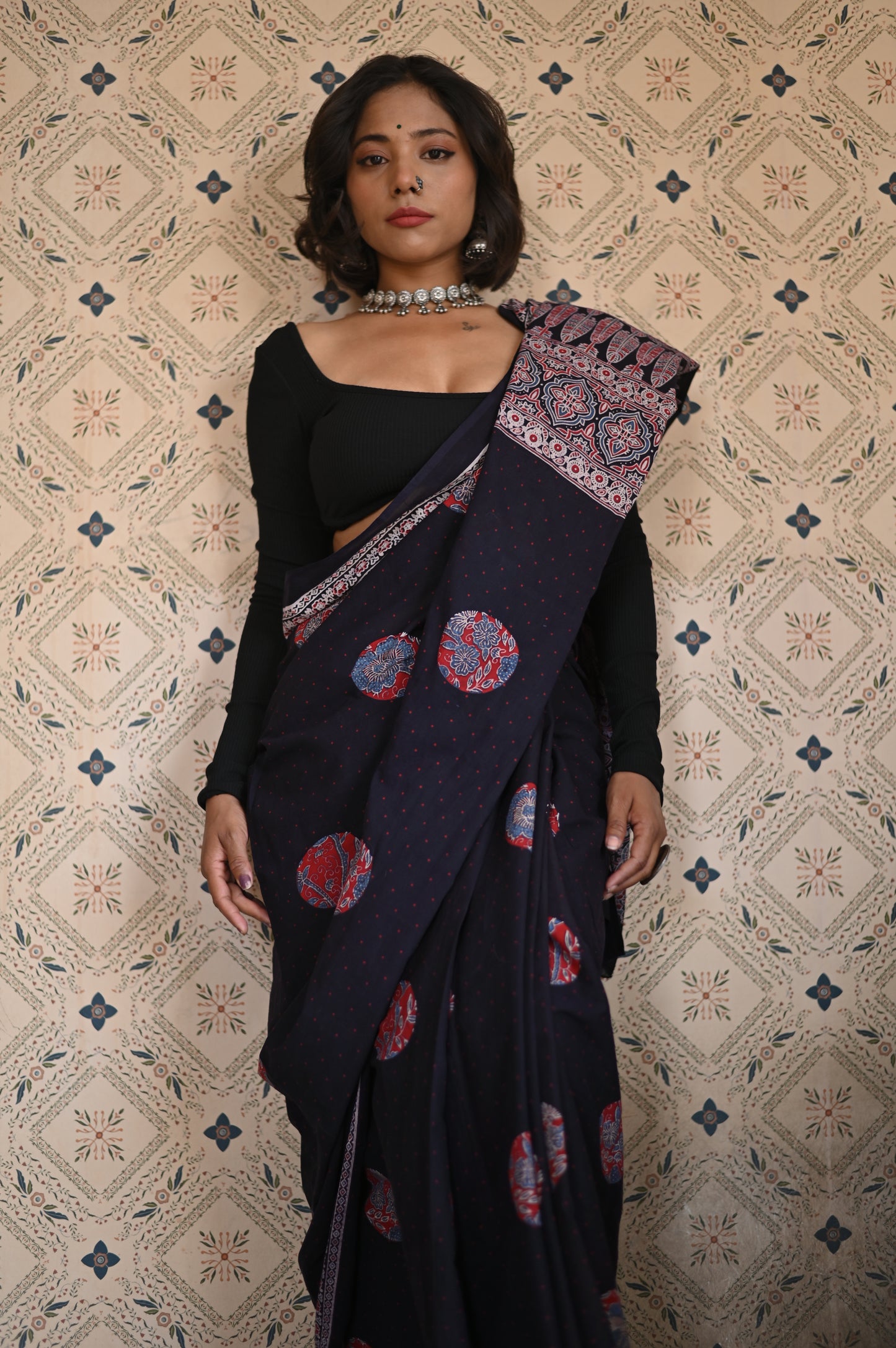 Meherun Organic Ajrakh Mulmul Saree