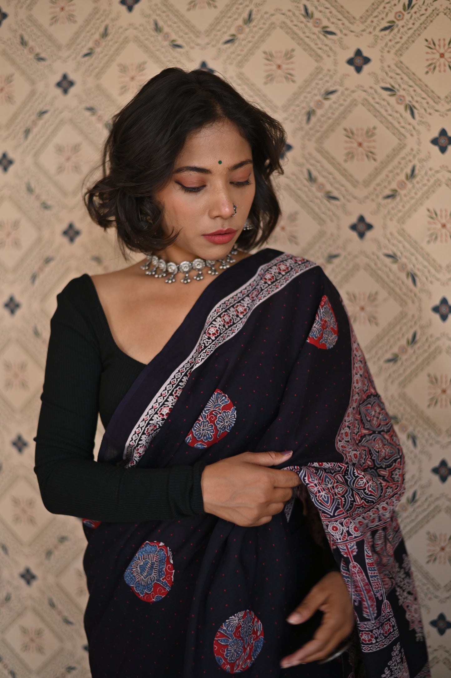 Meherun Organic Ajrakh Mulmul Saree