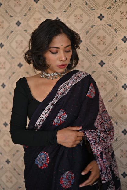 Meherun Organic Ajrakh Mulmul Saree