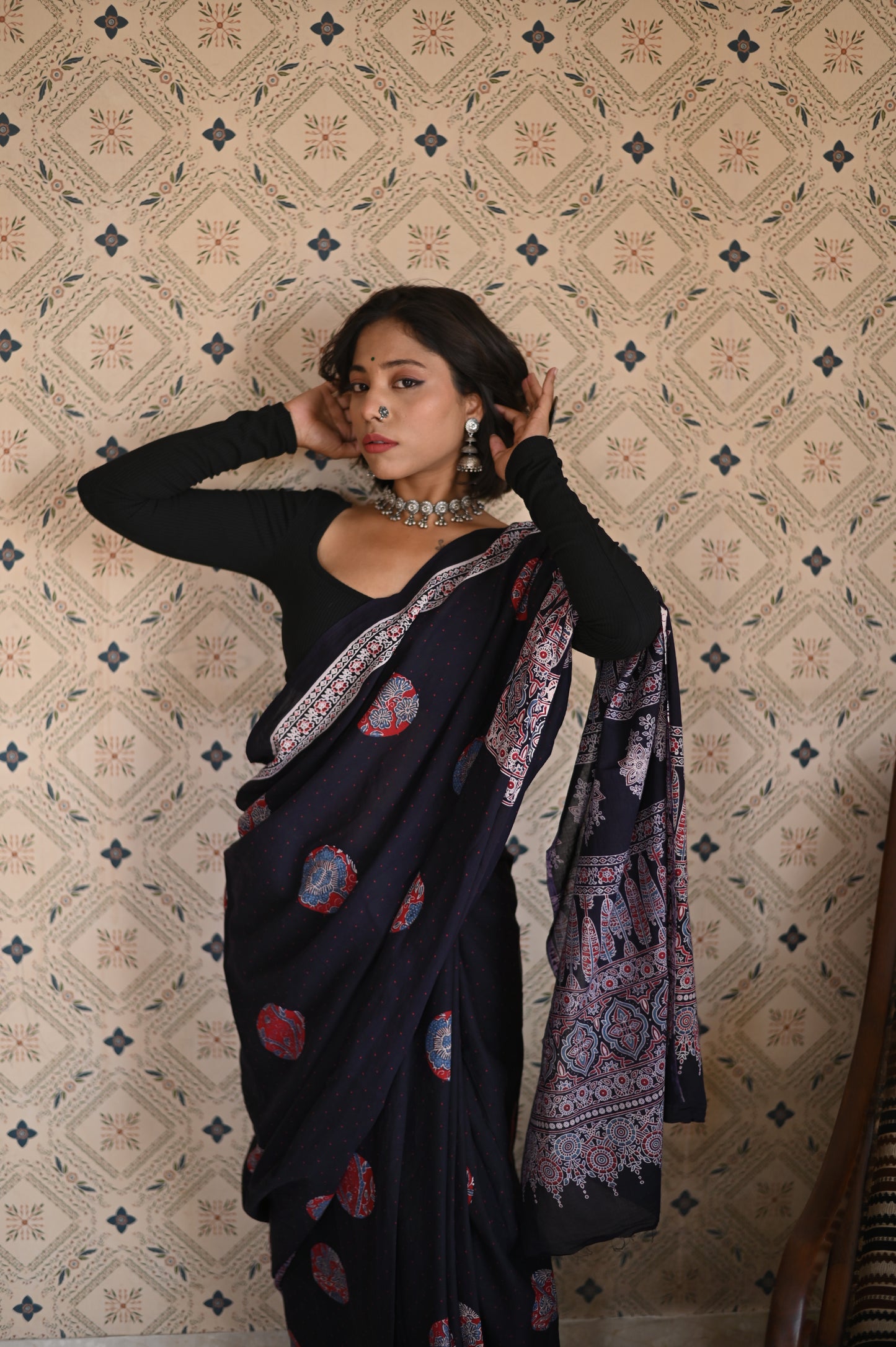 Meherun Organic Ajrakh Mulmul Saree