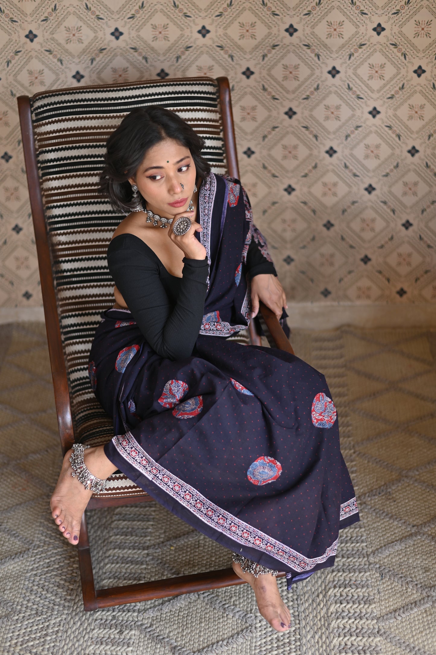 Meherun Organic Ajrakh Mulmul Saree