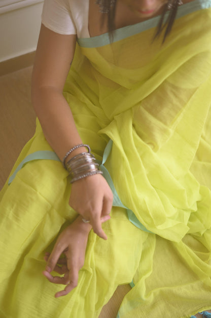 Limelight Mulmul Saree - Mayin India 