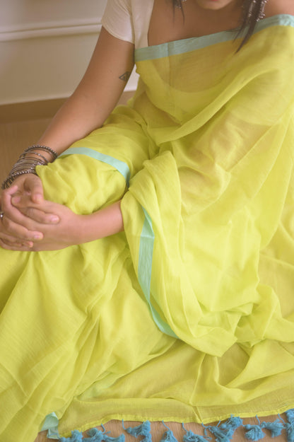 Limelight Mulmul Saree - Mayin India 
