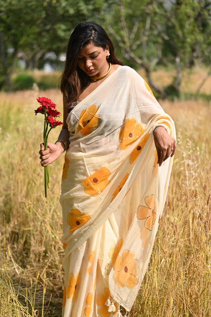 Velvet Leaf Mulmul Saree