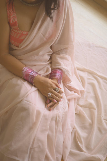 Tea Rose Mulmul Saree - Mayin India 