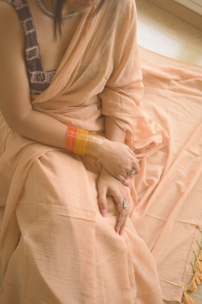 Dusty Rose Mulmul Saree - Mayin India 