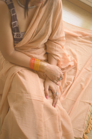 Dusty Rose Mulmul Saree