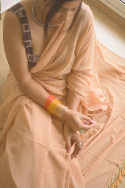 Dusty Rose Mulmul Saree - Mayin India 