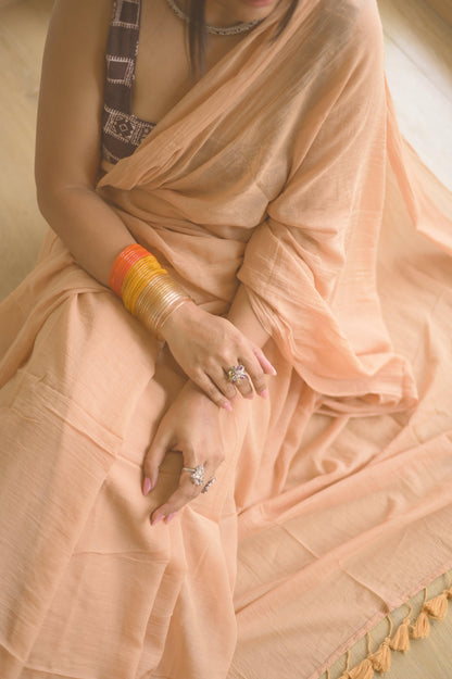 Dusty Rose Mulmul Saree - Mayin India 