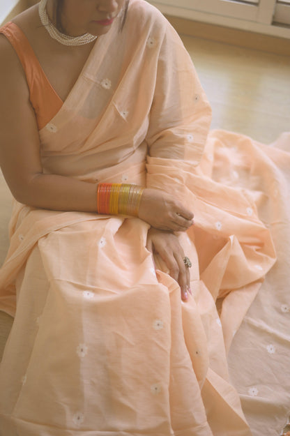 Cinnabar Jamdani Saree - Mayin India 