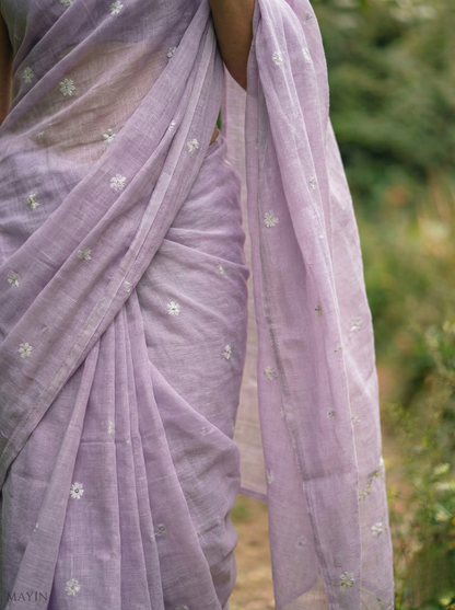 Lilac Bloom Jamdani Saree