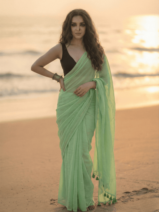 Mint Meadow Mulmul Saree