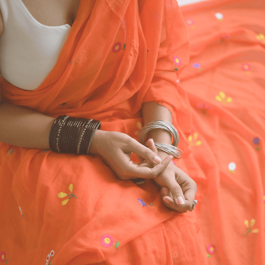 Gardenalia Flame Mul Saree