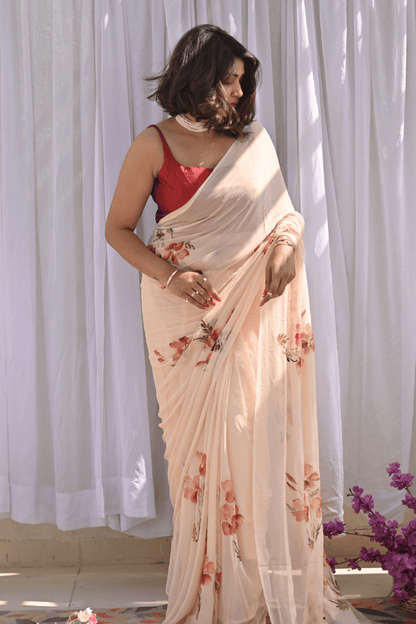 Frangipani Pure Chiffon Saree
