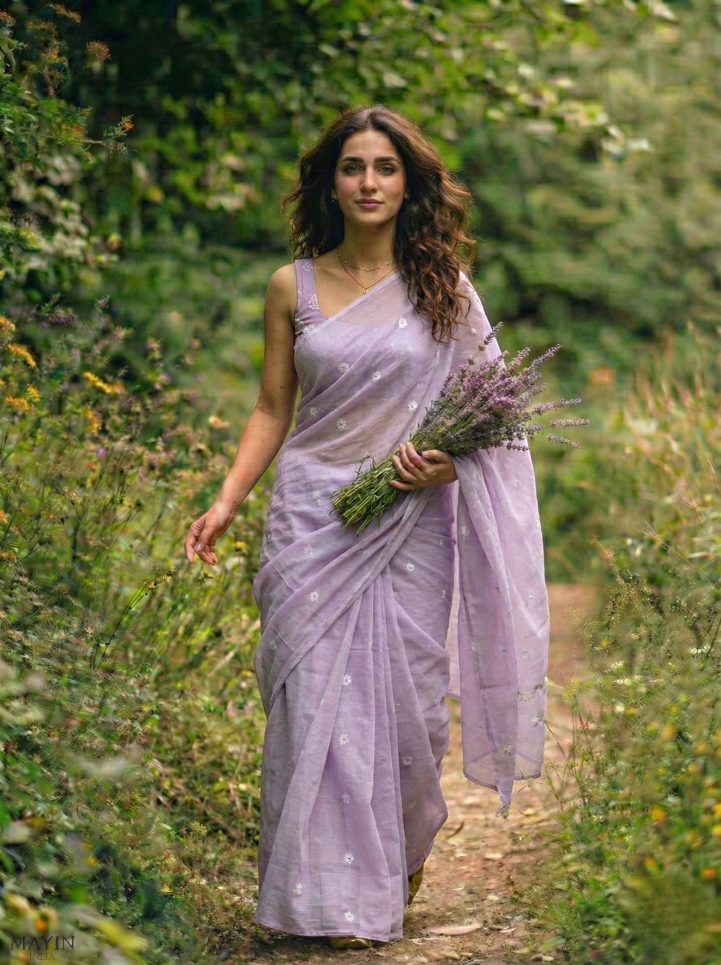 Lilac Bloom Jamdani Saree