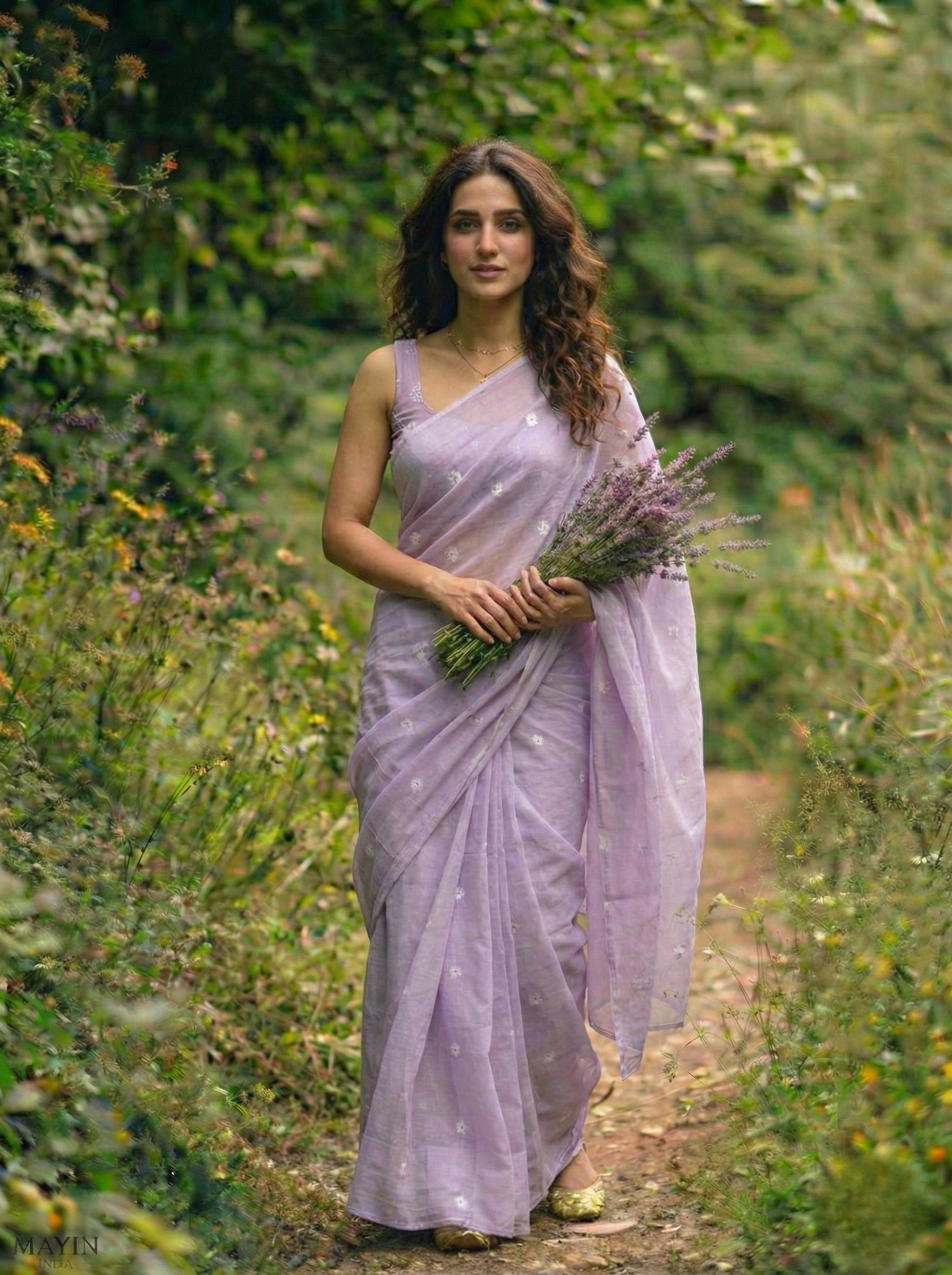 Lilac Bloom Jamdani Saree