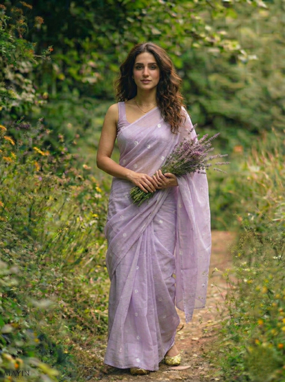 Lilac Bloom Jamdani Saree
