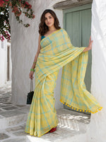 Out & About - Yellow Striped Pure Handloom Linen Saree