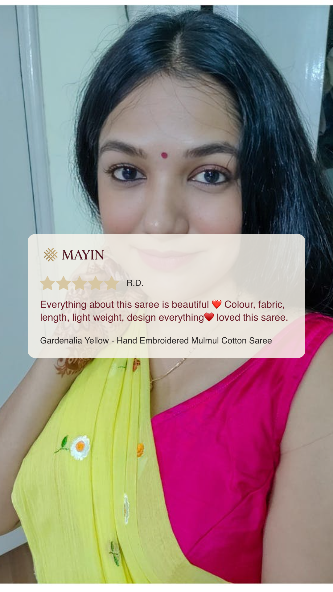 Gardenalia Yellow - Embroidered Mulmul Cotton Saree