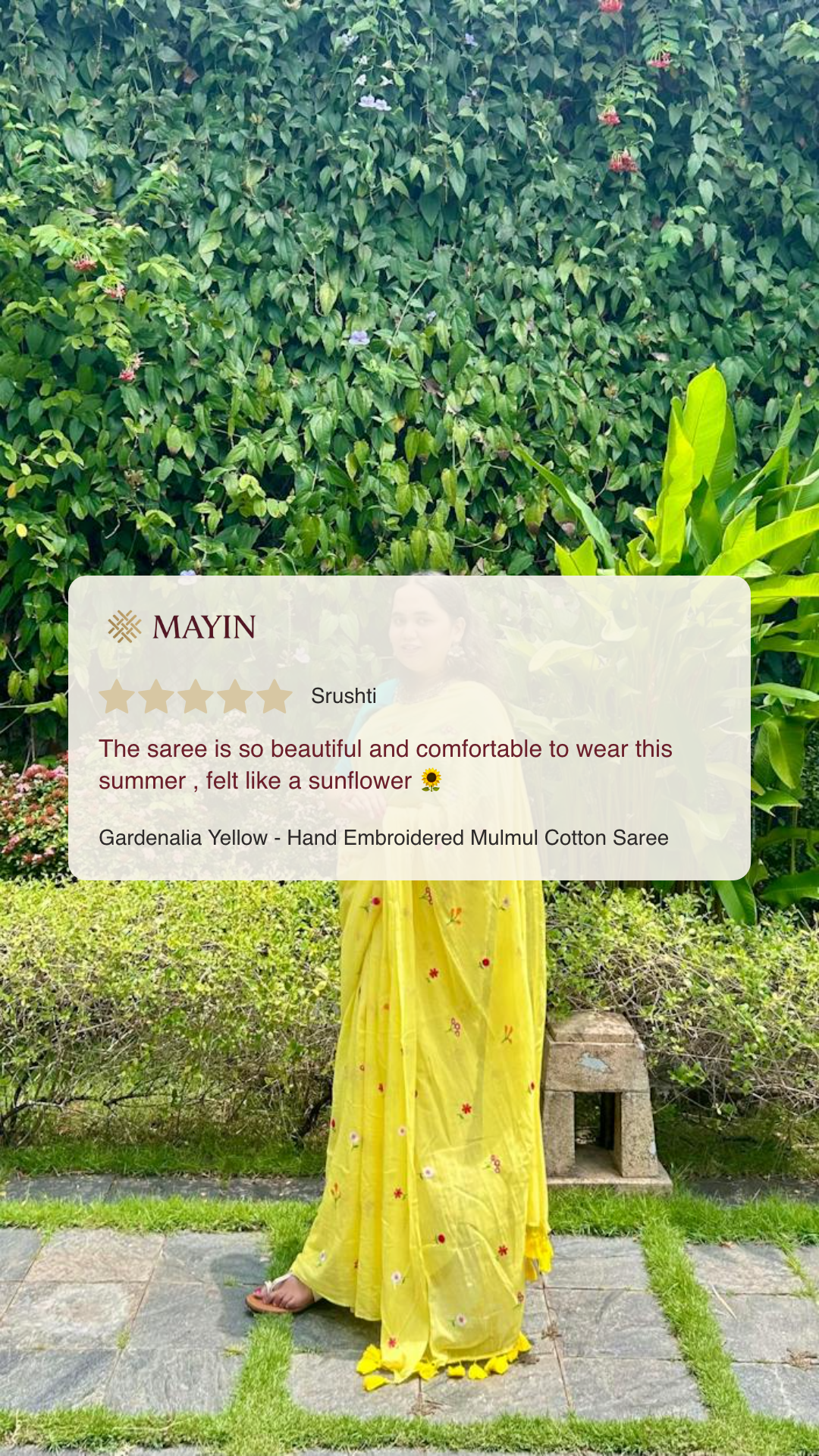 Gardenalia Yellow - Embroidered Mulmul Cotton Saree