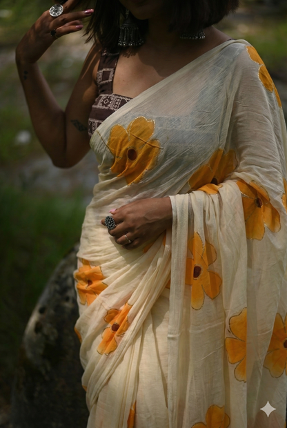 Velvet Leaf Mulmul Saree