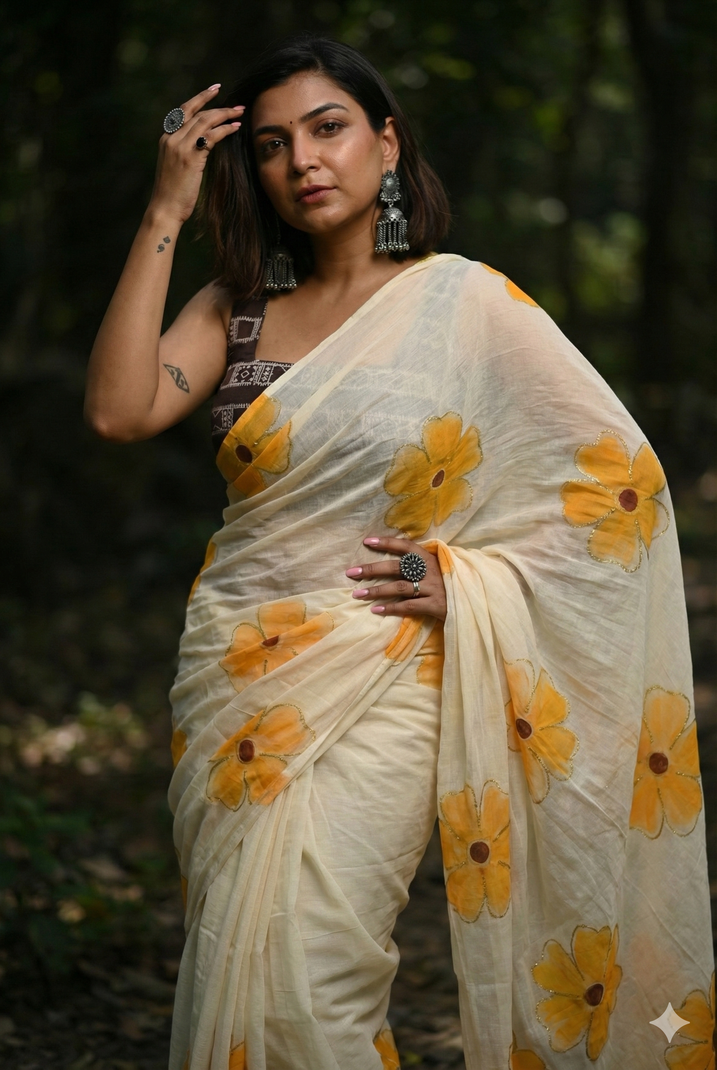 Velvet Leaf Mulmul Saree