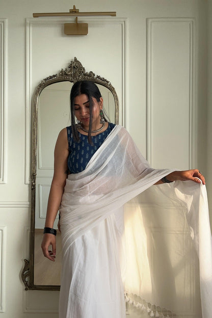 Vanilla Mousse Mul Saree - Mayin India 