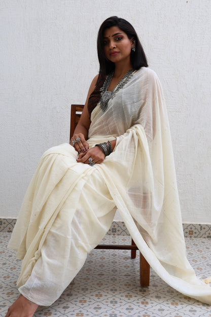 Ebony and Ivory Saree