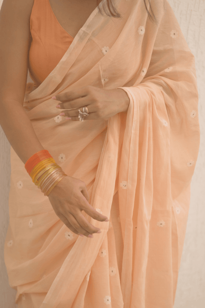 Cinnabar Jamdani Saree - Mayin India 