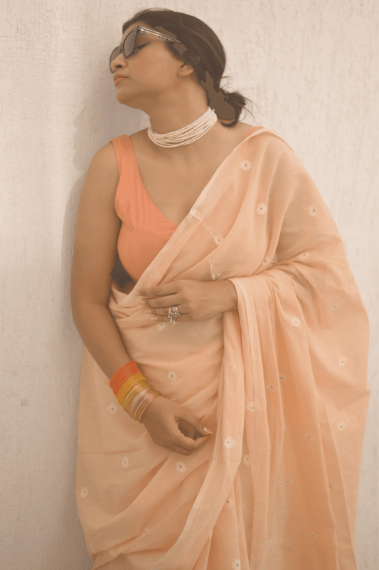 Cinnabar Jamdani Saree - Mayin India