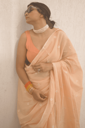 Cinnabar Jamdani Saree
