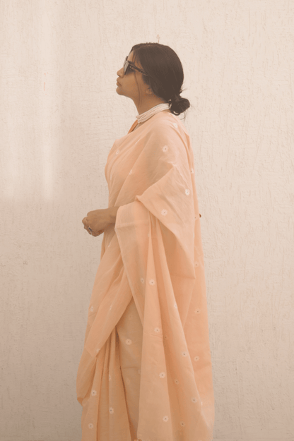 Cinnabar Jamdani Saree - Mayin India 