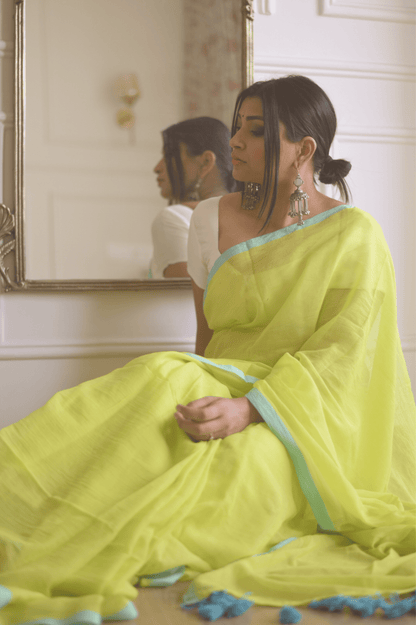 Limelight Mulmul Saree - Mayin India 