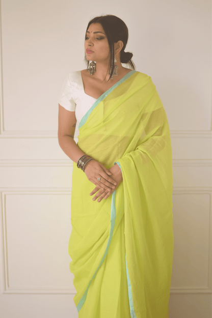 Limelight Mulmul Saree - Mayin India 