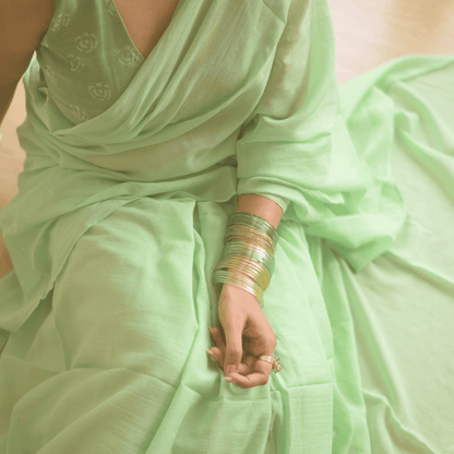 Mint Meadow Mulmul Saree