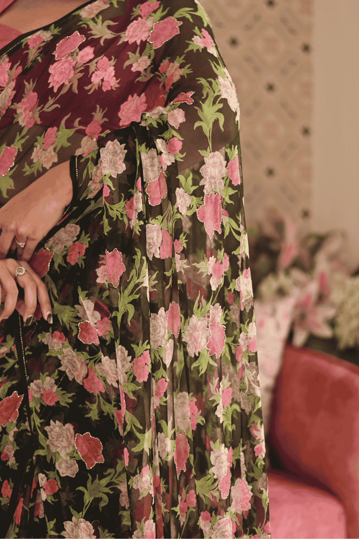 Vintage Noir Chiffon Saree