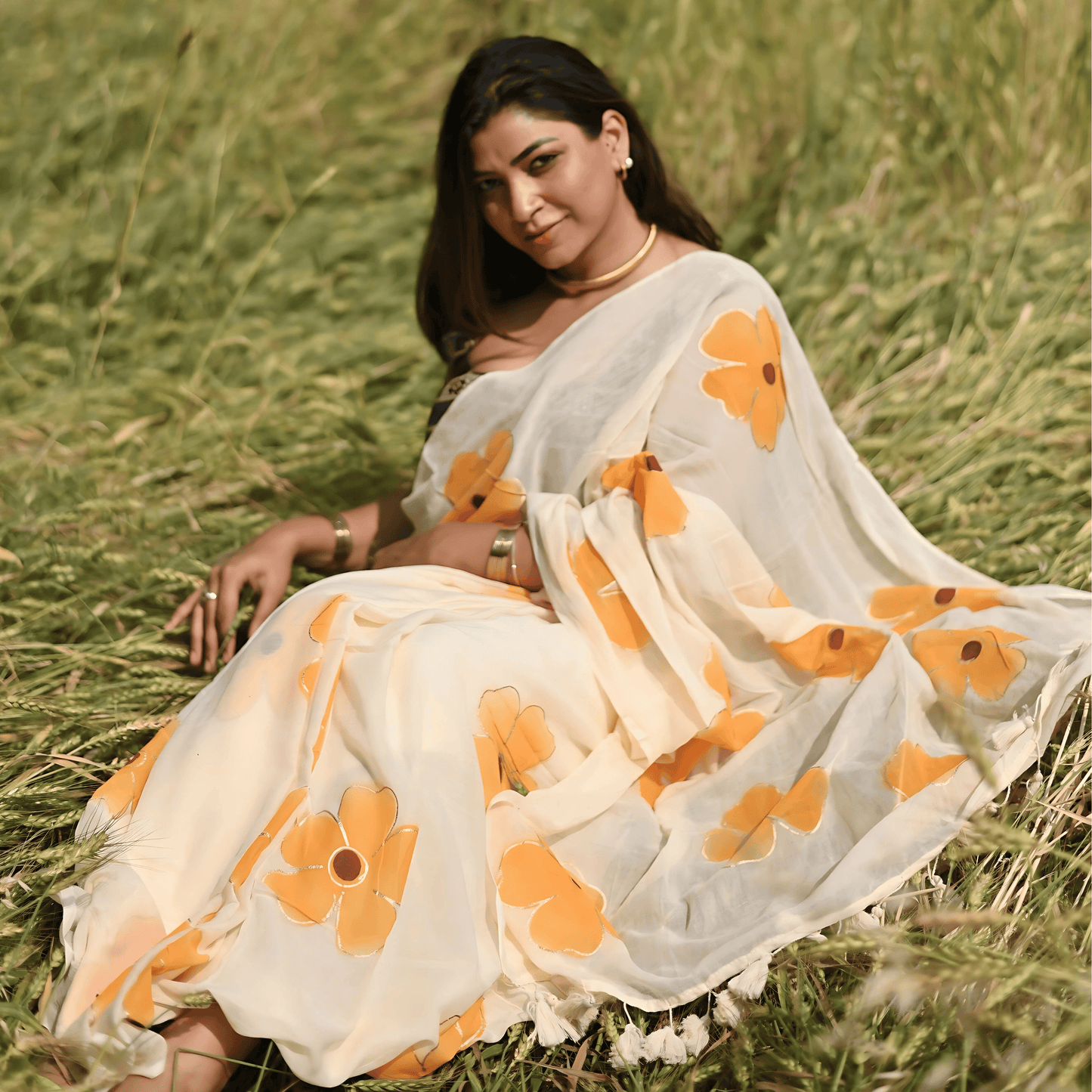 Velvet Leaf Mulmul Saree