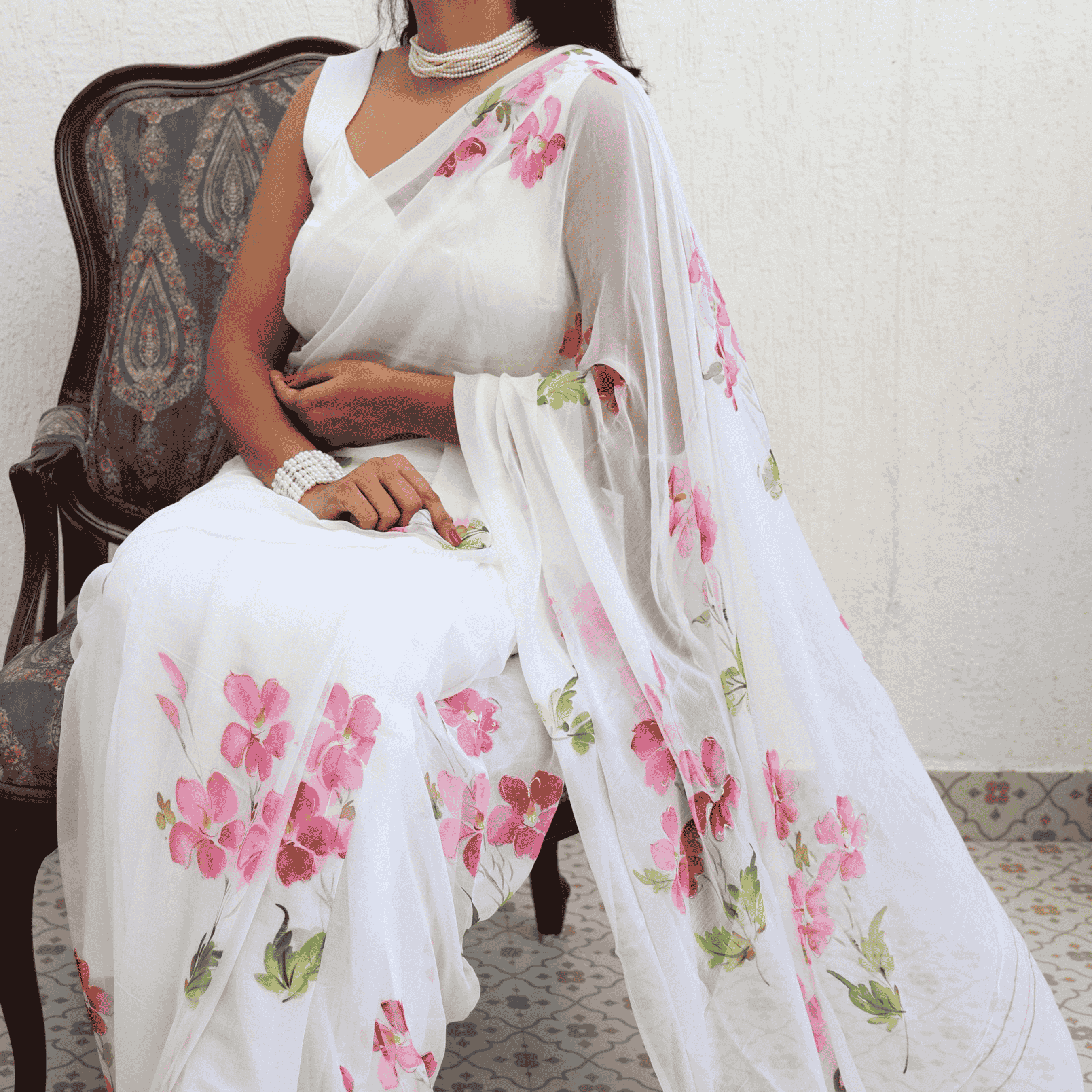 English Primrose Chiffon Saree Thumbnail