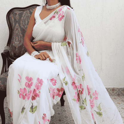 English Primrose Chiffon Saree