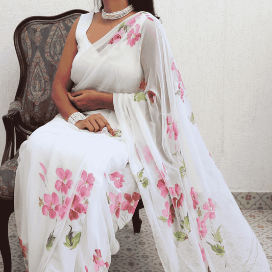 English Primrose Chiffon Saree