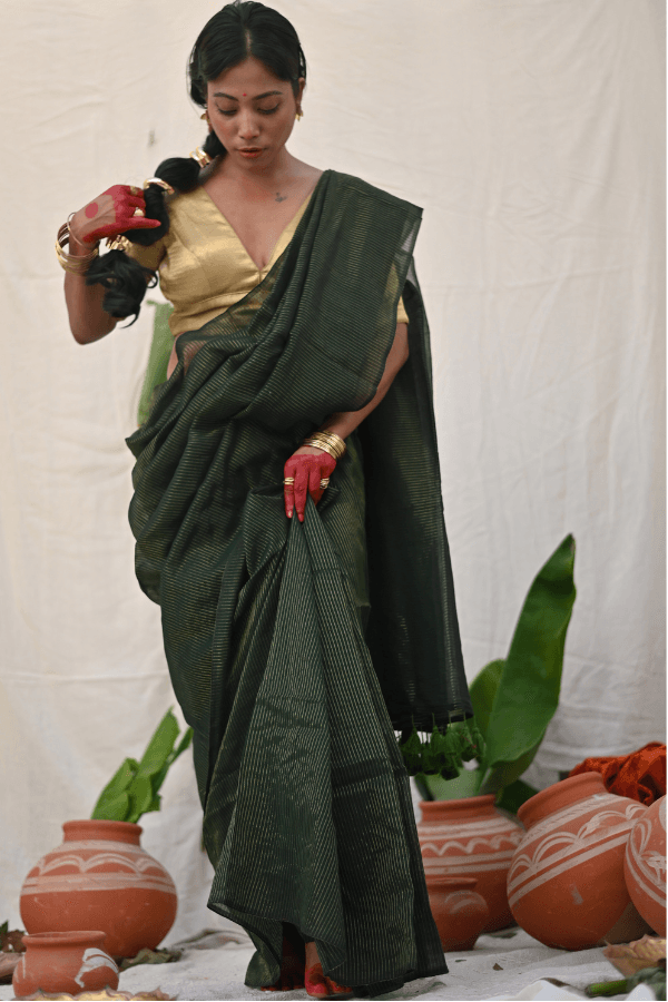 Emerald Zari Mul Saree