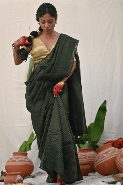 Emerald Zari Mul Saree