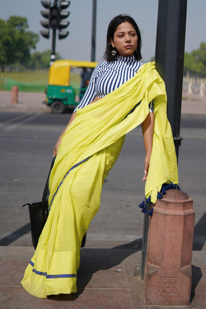 Butter Yellow Mul Saree