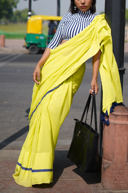 Butter Yellow Mul Saree