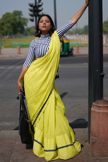 Butter Yellow Mul Saree