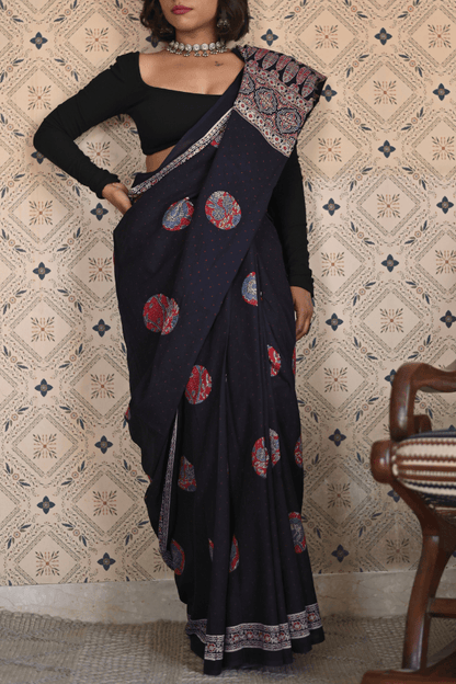 Meherun Organic Ajrakh Mulmul Saree