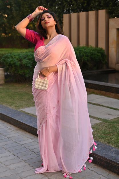 Fairy Handembroidred Mul Saree
