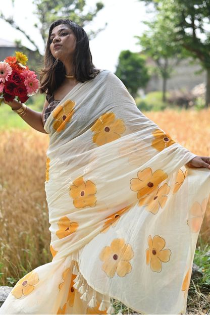 Velvet Leaf Mulmul Saree