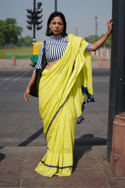 Butter Yellow Mul Saree